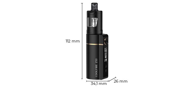 Image de présentation des dimensions du Coolfire de chez Innokin