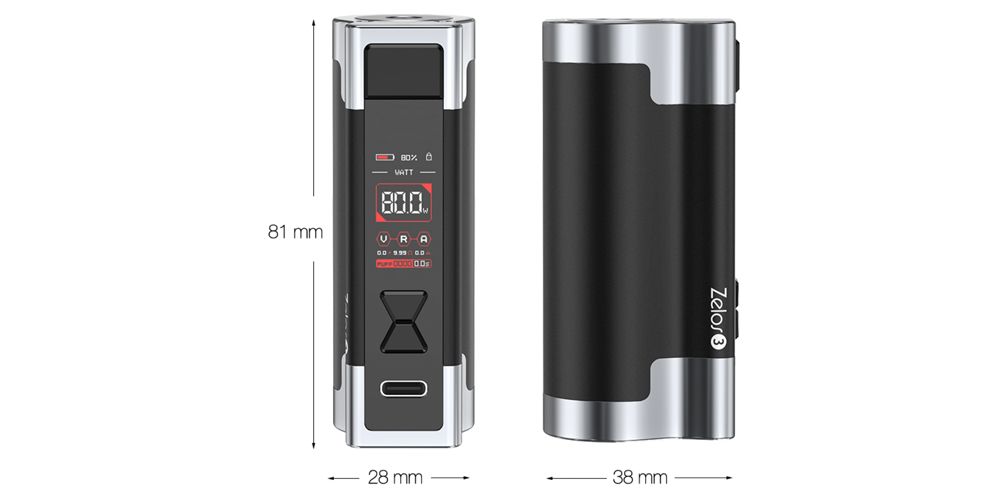 Visuel des dimensions du Mod Zelos 3 de chez Aspire