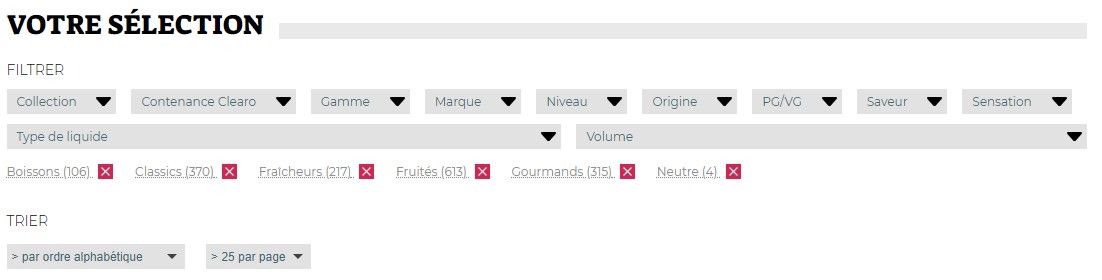quel e-liquide choisir : outil de filtrage