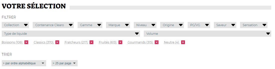 quel e-liquide choisir : outil de filtrage