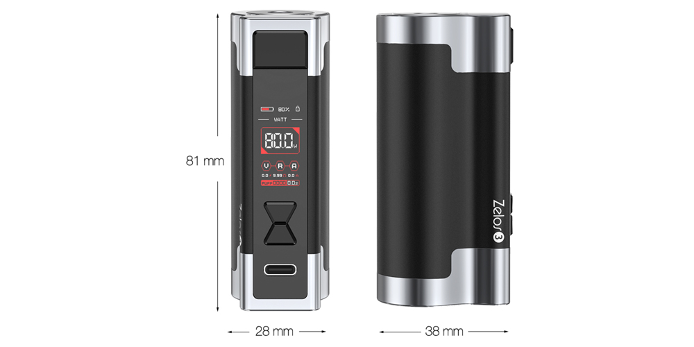 Visuel des dimensions du Mod Zelos 3 de chez Aspire