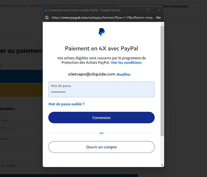 Connectez vous ou inscrivez vous sur Paypal