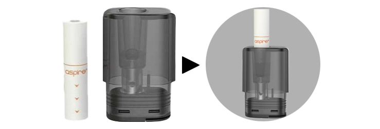 Gros plan de la cartouche du pod Vilter 2 de cher Aspire