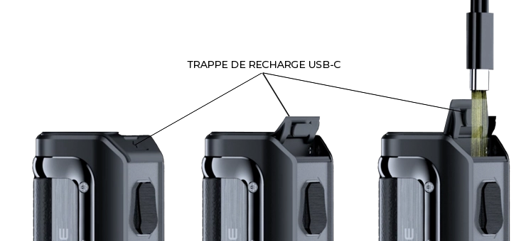 Visuel sur le port USB C de l’AEGIS MINI 2 DE GEEKVAPE