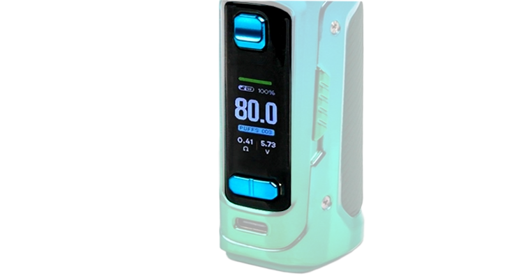 Zoom sur l'écran OLED du pod COOLFIRE PZPulse Innokin