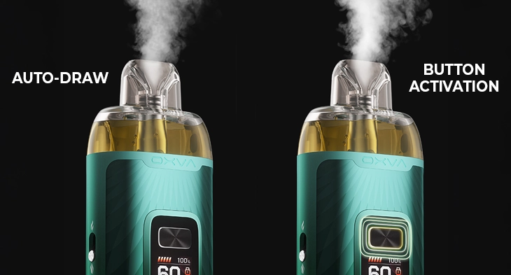 Illustration du mode Button Activation du pod VPrime Oxva