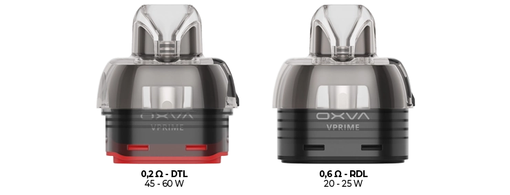 Vue des cartouches livrées avec le pod VPrime Oxva