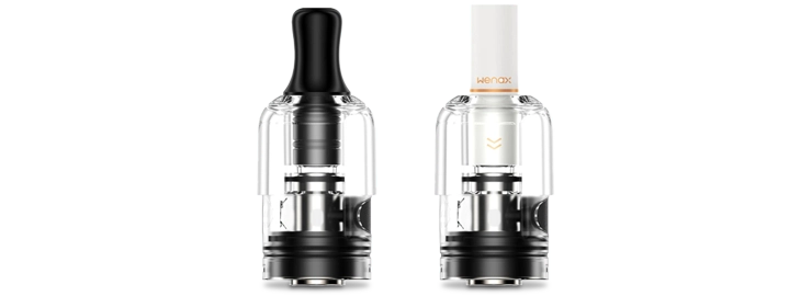 Vue du Pod Geek Vape Wenax S3 avec drip tip et filtre papier
