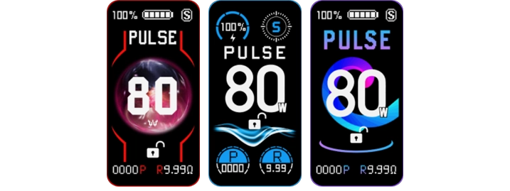 Vue des 3 types d'écran du Pod Luxe XR Max 2 Vaporesso