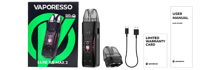 Packaging du pod Luxe XR Max2 de chez Vaporesso