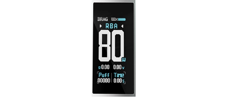 Ecran allumé du Pod Drag X2 Voopoo