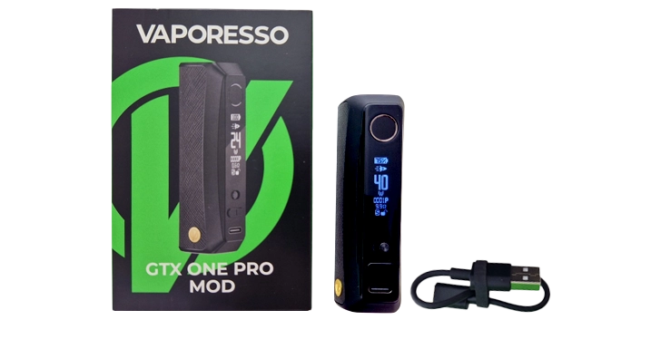Vue du packaging de la box GTX One Pro de chez Vaporesso