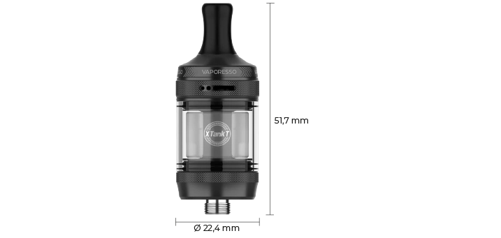 Dimensions du clearomiseur X-Tank-T de Vaporesso