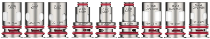 Image présentant toute la gamme de résitsance GTX Vaporesso