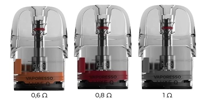 Images présentant la gamme de cartouches Luxe Q de Vaporesso