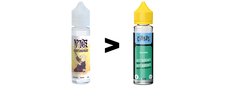 Image présentant le changement de packaging de la marque V'ice en Cirkus