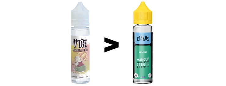 Image présentant le changement de packaging de la marque V'ice en Cirkus