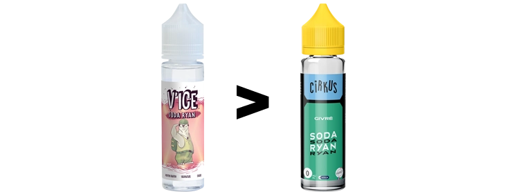 Image présentant le changement de packaging de la marque V'ice en Cirkus