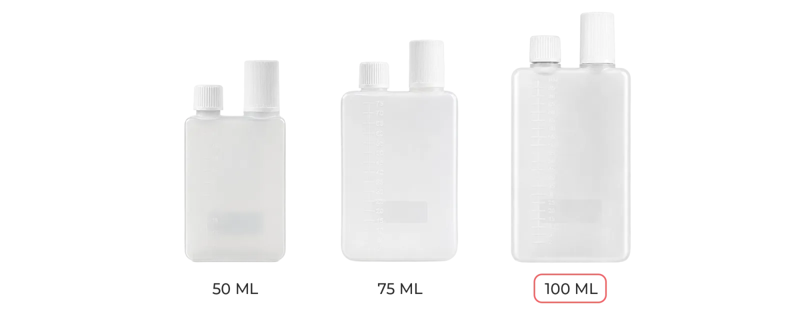 Fiole Dual Fill en 50, 75 et 100 ml