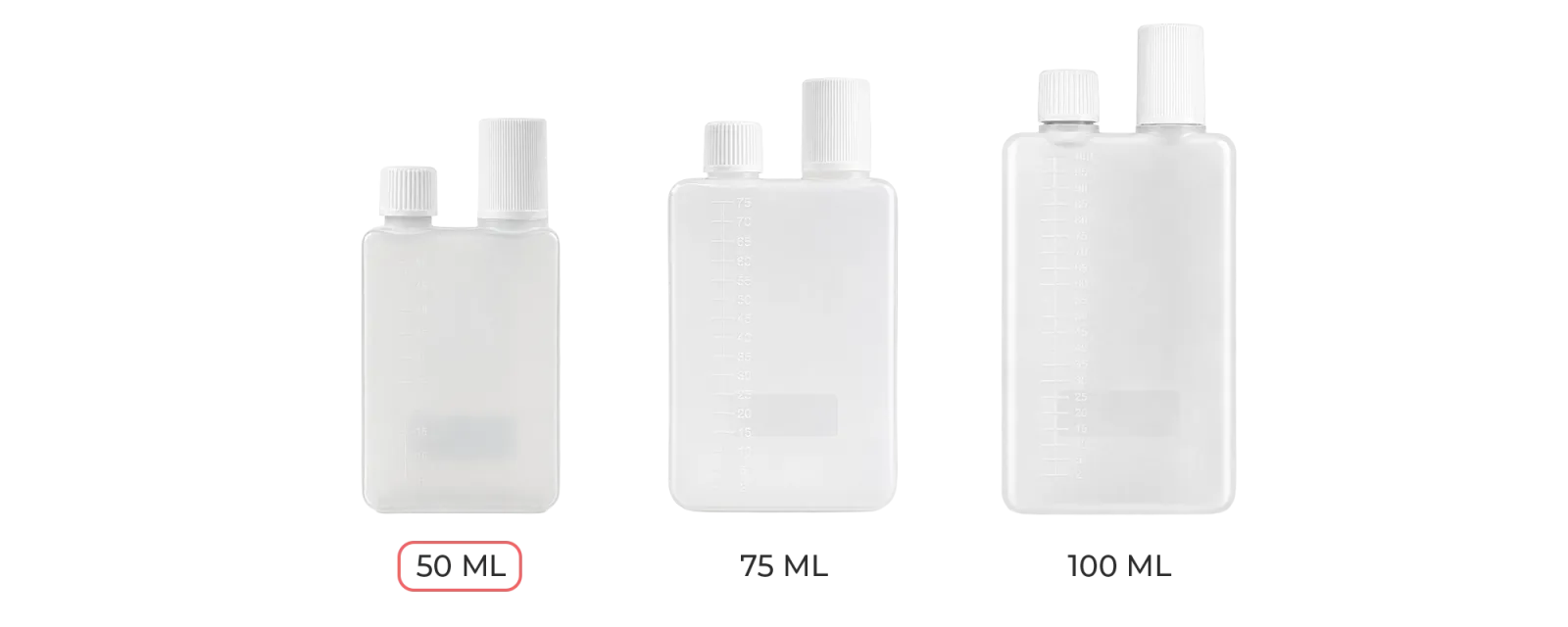 Fiole Dual Fill disponible en 50, 75 et 100 ml