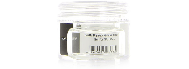 Le Pyrex et sa boîte pour le clearomiseur TFV16 de chez Smok