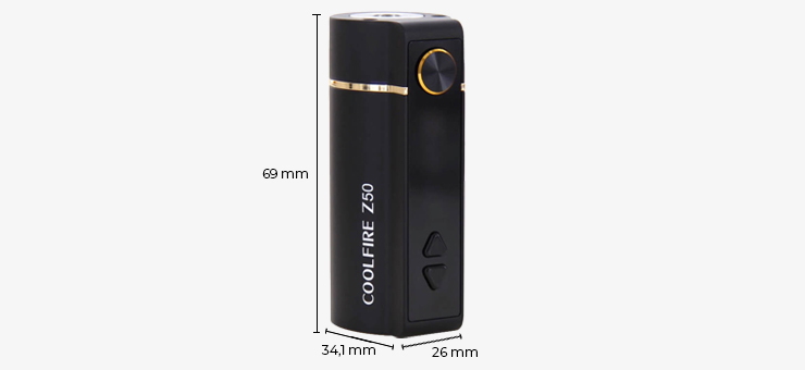 Vue des dimensions de la Box Collfire Z50 Innokin