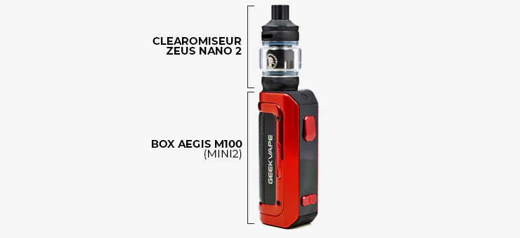 Vue détaillée du Kit M100 de chez Geek Vape