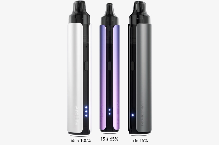 Visuel des 3 Leds de charge de la batterie du pod ARCFIRE Innokin