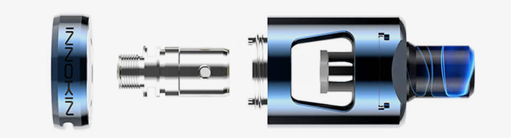 Image présentant une vue éclatée du clearomiseur Zlide D24 de la Coolfire Z50 de chez Innokin