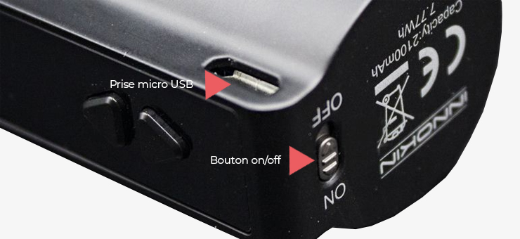 Image présentant le port micro USB de la Coolfire Z50 de chez Innokin
