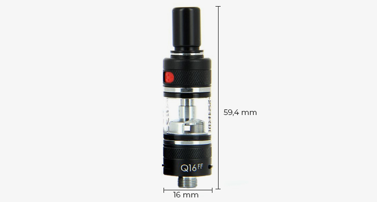 Dimension du clearomiseur de la e-cigarette Q16 FF Justfog
