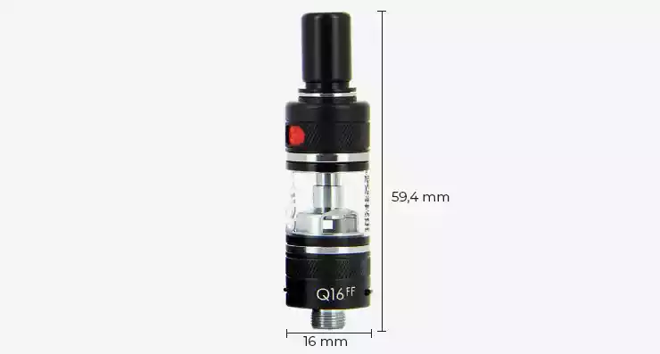 Dimension du clearomiseur de la e-cigarette Q16 FF Justfog