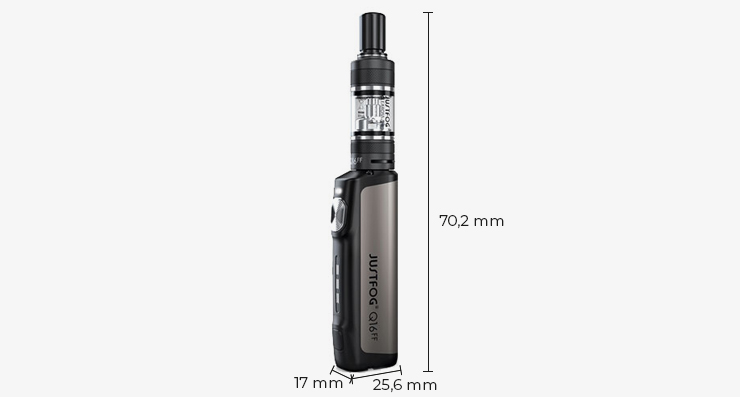 Dimension de la e cigarette Q16 FF Justfog