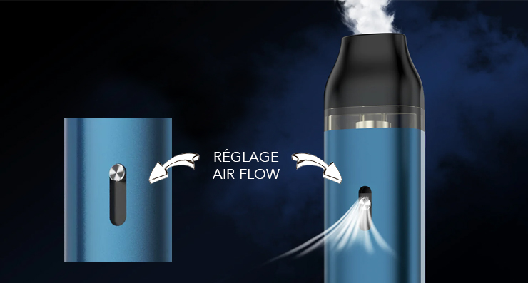 Image montrant le système de réglage de l’Air Flow du Pod Feelin A1 de Nevoks