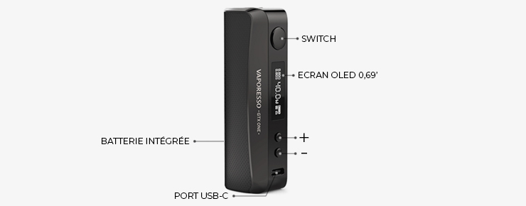 Vue détaillée du mod pour le Kit GTX One Vaporesso