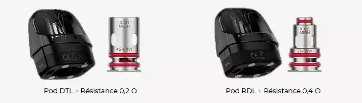 Image des cartouches et résistances livrées avec le pod Vaporesso Luxe XR Max