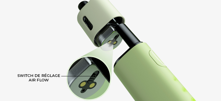 Zoom sur le système Air Flow du pod Avocado Baby Vaptio