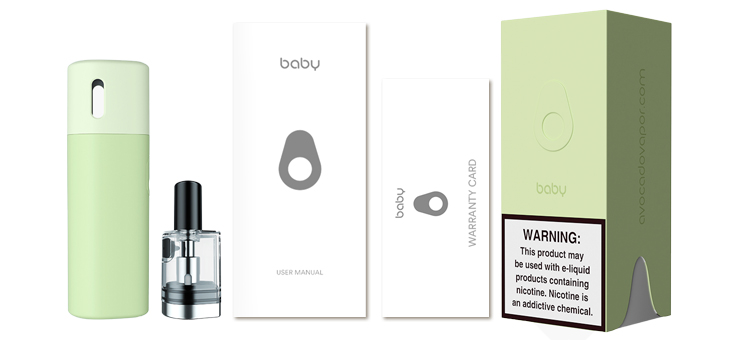 Image présentant le packaging du pod Avocado Baby - Vaptio