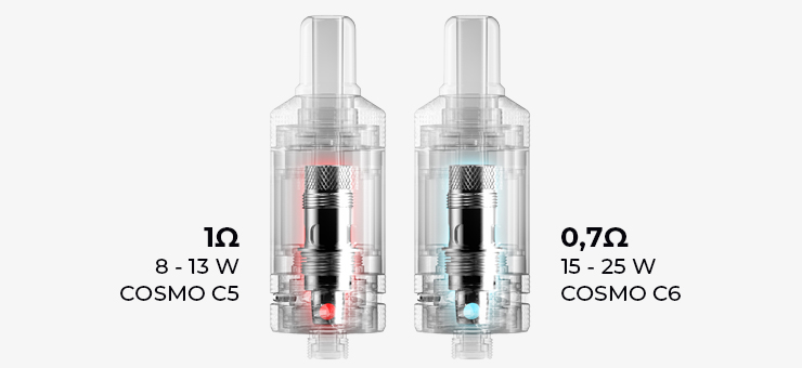 Présentation des 2 résistances compatibles avec la e-cigarette Cosmo 2