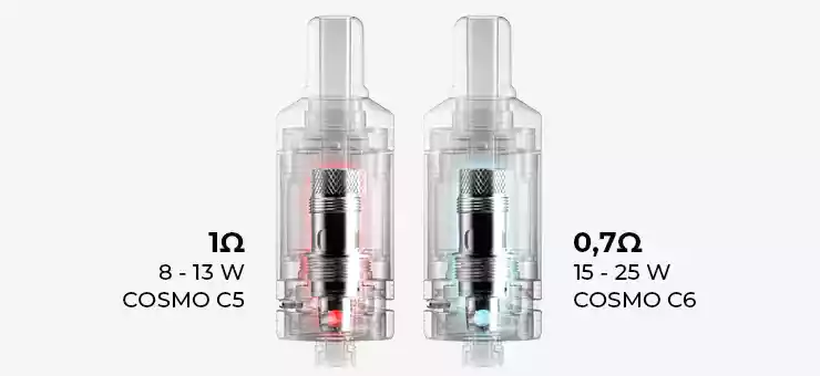 Présentation des 2 résistances compatibles avec la e-cigarette Cosmo 2