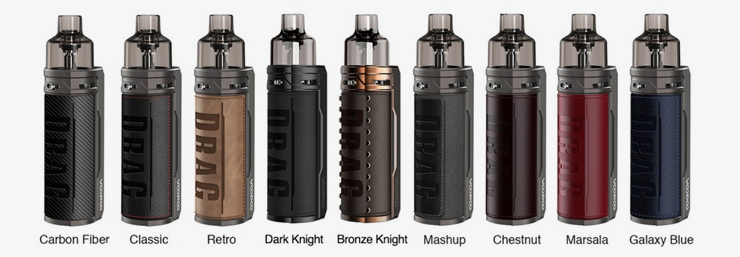 Visuel montrant la gamme de couleurs de la Cigarette électronique Drag X