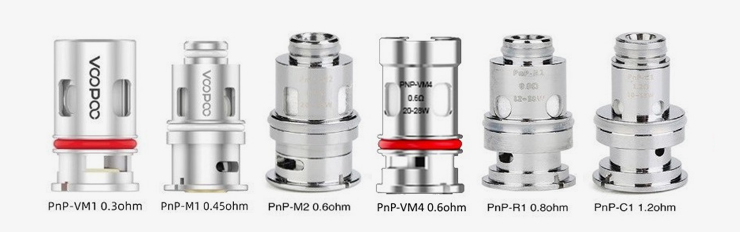 Visuel de toutes les résistances disponibles pour le Vinci de chez Voopoo