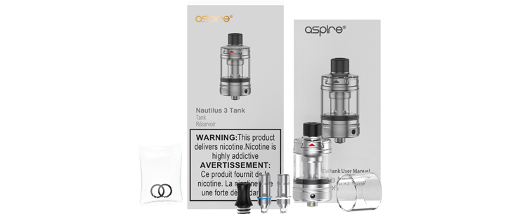 Image présentant le packaging du clearomiseur Nautilus 3 de chez Aspire