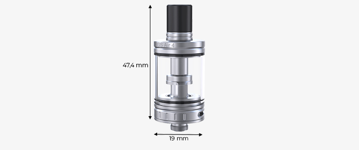 Vue avec dimensions du clearomiseur GS AIR 4