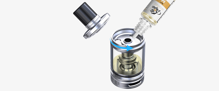 Illustration montrant le mode de remplissage du clearomiseur GS AIR 4