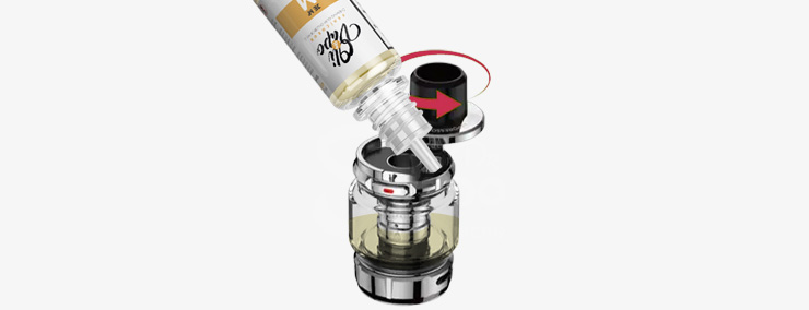 Photo présentant le mode de remplissage du clearomiseur itank2 de chez Vaporesso