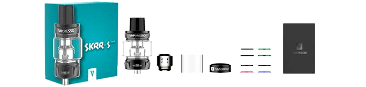 Image de présentation du contenu de la boite du Clearomiseur SKRR-S