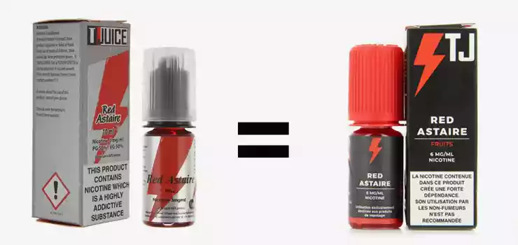 Visuel des 2 packaging du e-liquide Red Astaire de chez Tjuice
