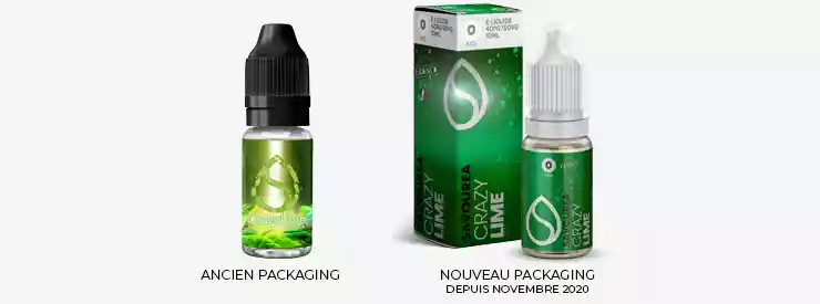 Visuel montrant l’ancien et le nouveau packaging des fioles Savouréa CRAZY