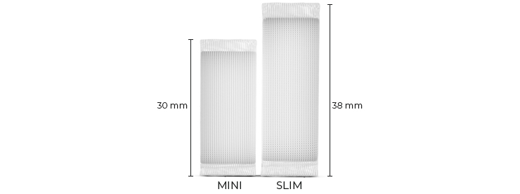 Image montrant les 2 dimensions de pouches Velo
